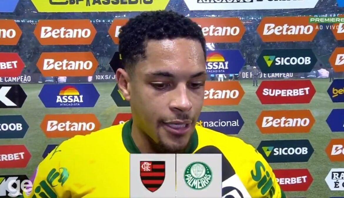 Vitor Roque faz previsões sobre Flamengo e Palmeiras e envia mensagem.