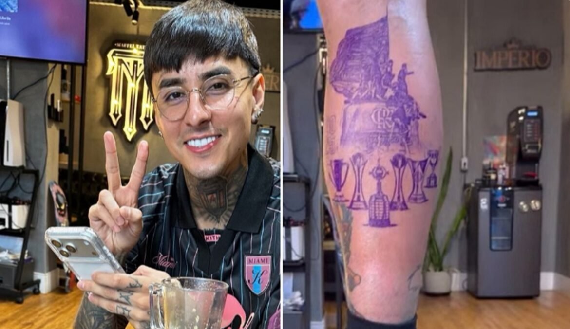 Pulgar tatua homenagem aos títulos do Flamengo e AeroFla