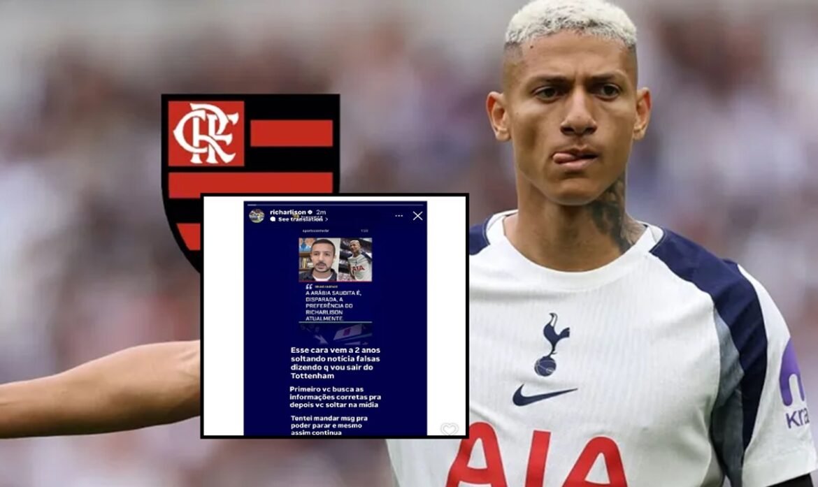 Richarlison se manifesta sobre ligação de seu nome ao Flamengo feita por jornalista.