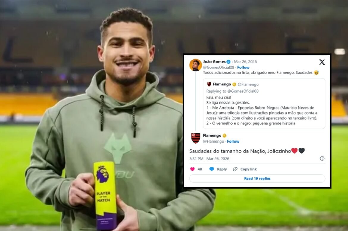 João Gomes expressa vontade de retornar ao Flamengo nas redes sociais; confira.