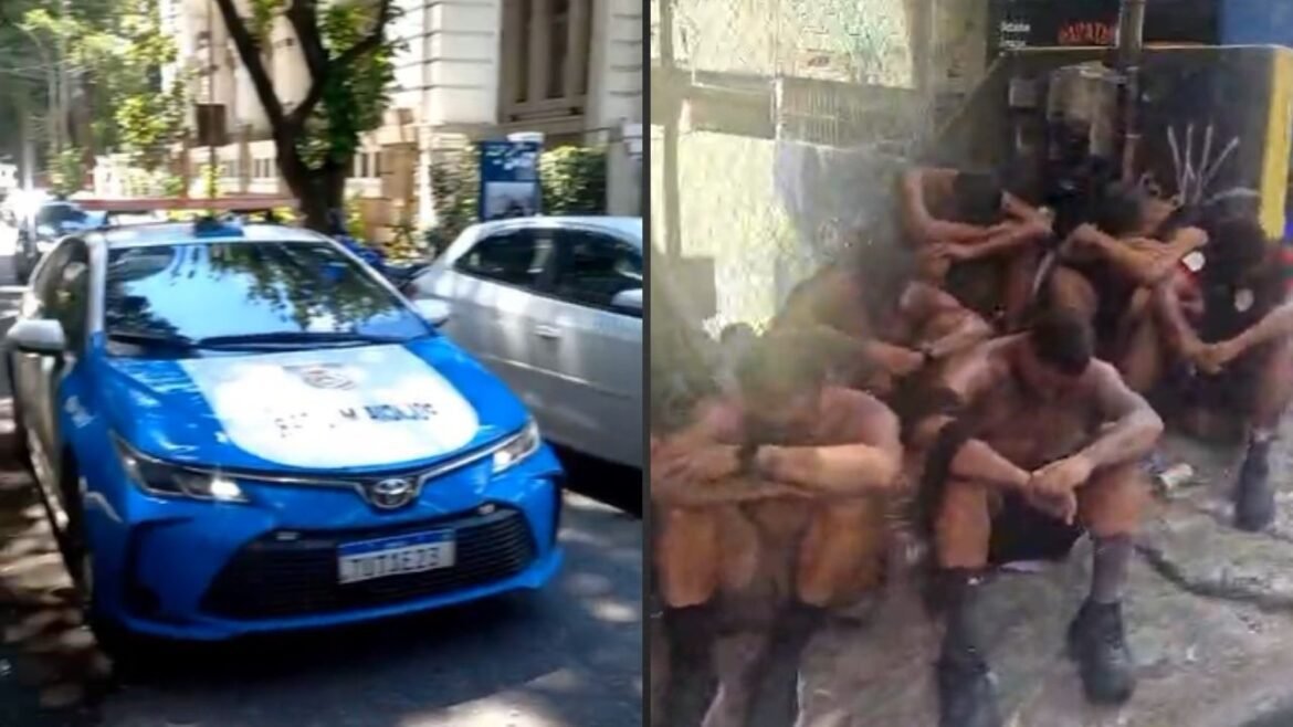Torcedores do Flamengo detidos em Laranjeiras antes da final do Campeonato Carioca.